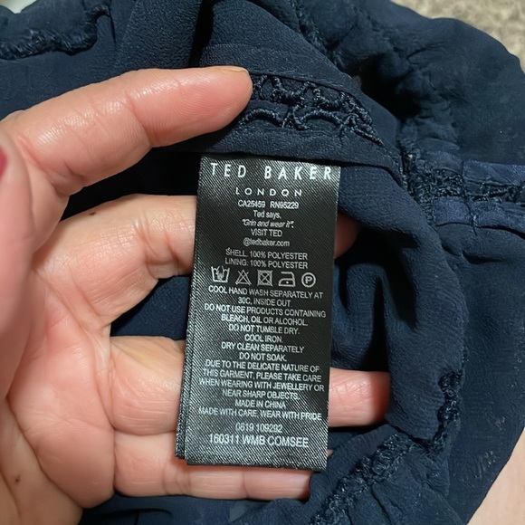 Ted Baker London Embroidered Eyelet Long Sleeve/ Mock Neck/ Semi Sheer Top - Picture 8 of 9